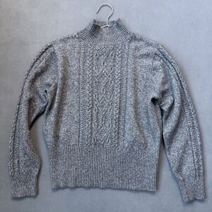 Pendleton Sweater Womens XL Gray Mock Neck Cable Knit Merino Wool Cashmere Blend